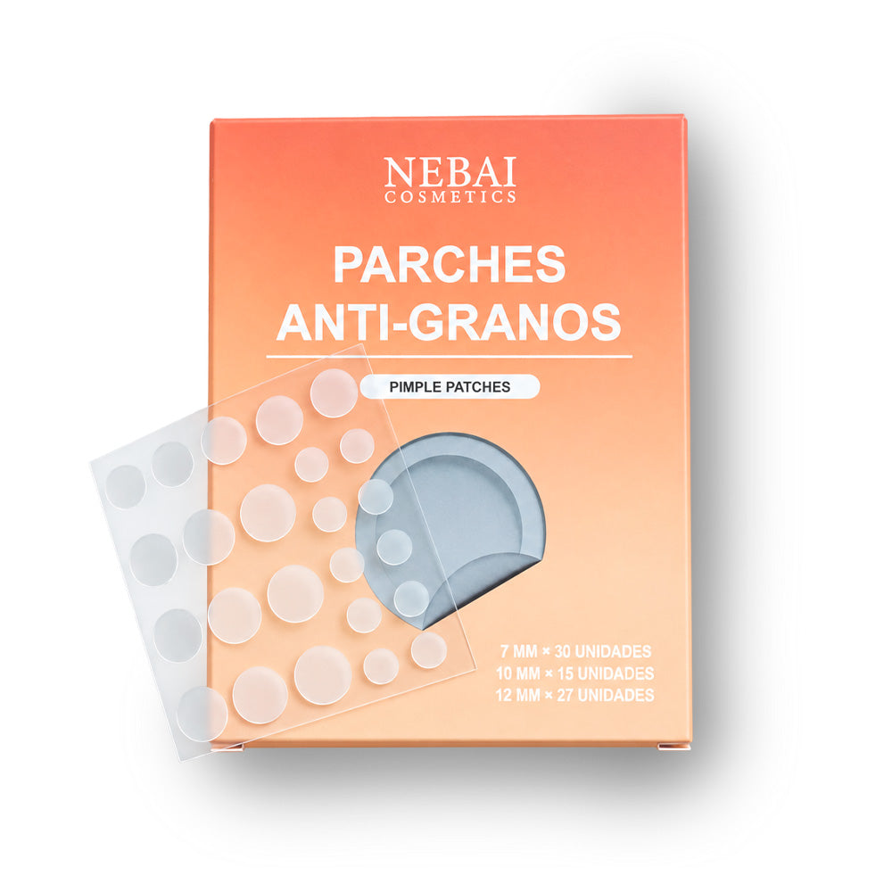Caja de Pimple Patches Nebai Cosmetics con una lámina de parches